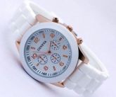 Relógio branco pulseira de silicone