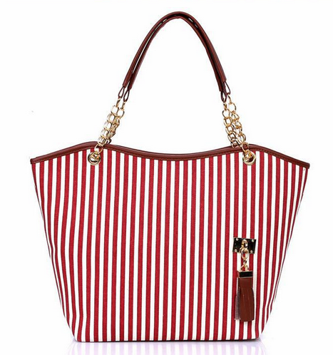 Bolsa vermelha listrada